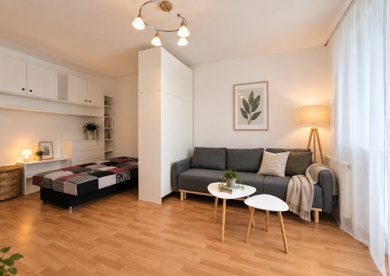 1-izbový byt využiteľný ako 2-izbový | kompletne zariadený | centrum Púchova | 499 € s energiami